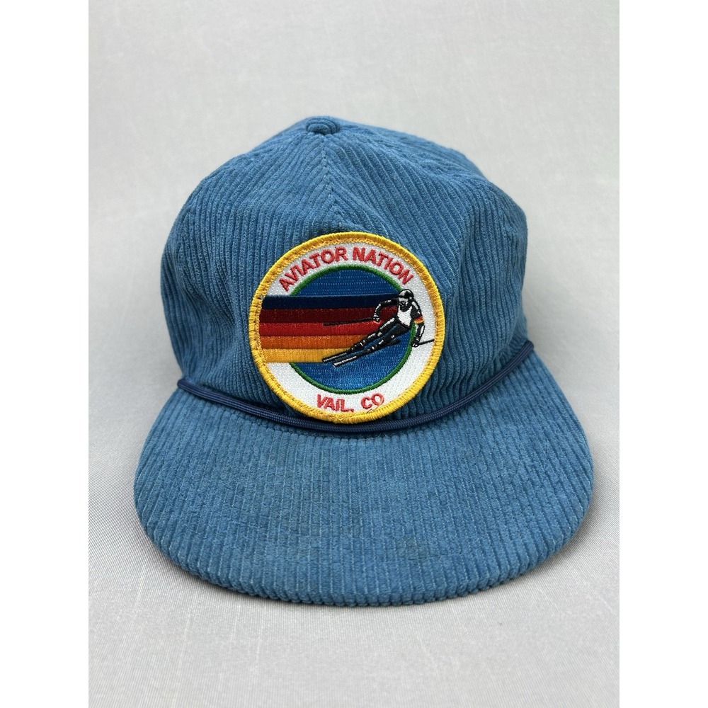 Aviator Nation Sea Blue Corduroy Trucker Hat SnapBack Cap Retro Vintage‎ Style
